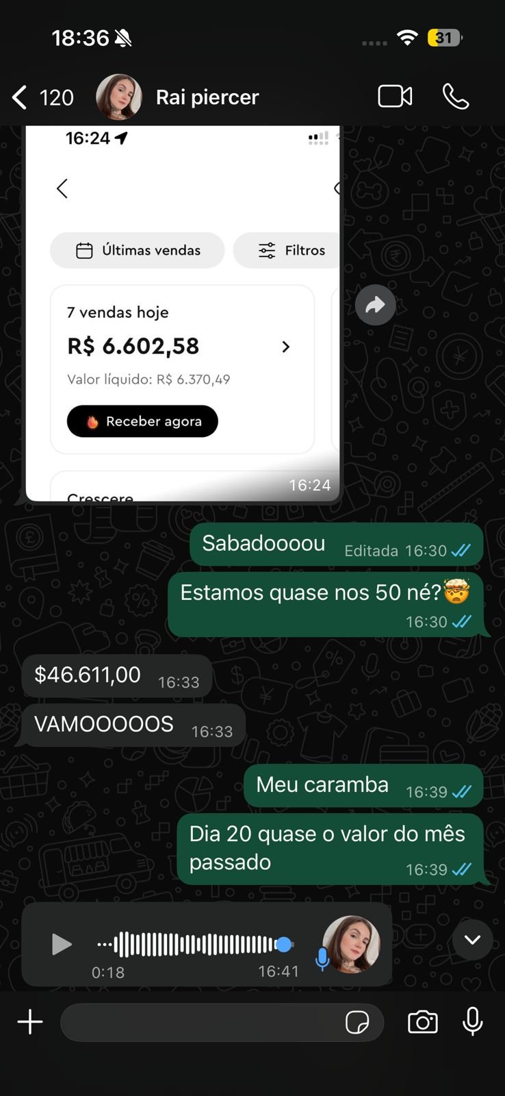 Rai Piercer: R$6.602 em um dia
